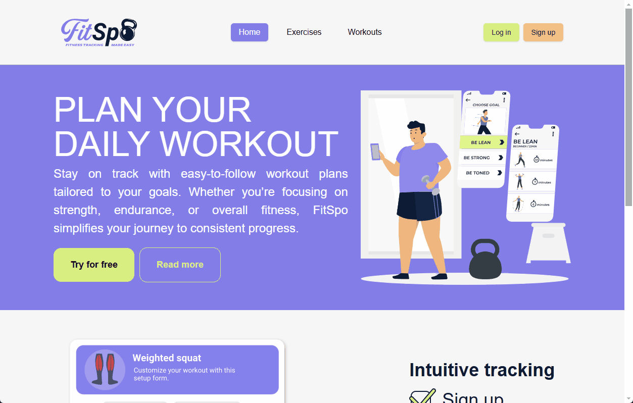 Gif of project FitSpo functionality